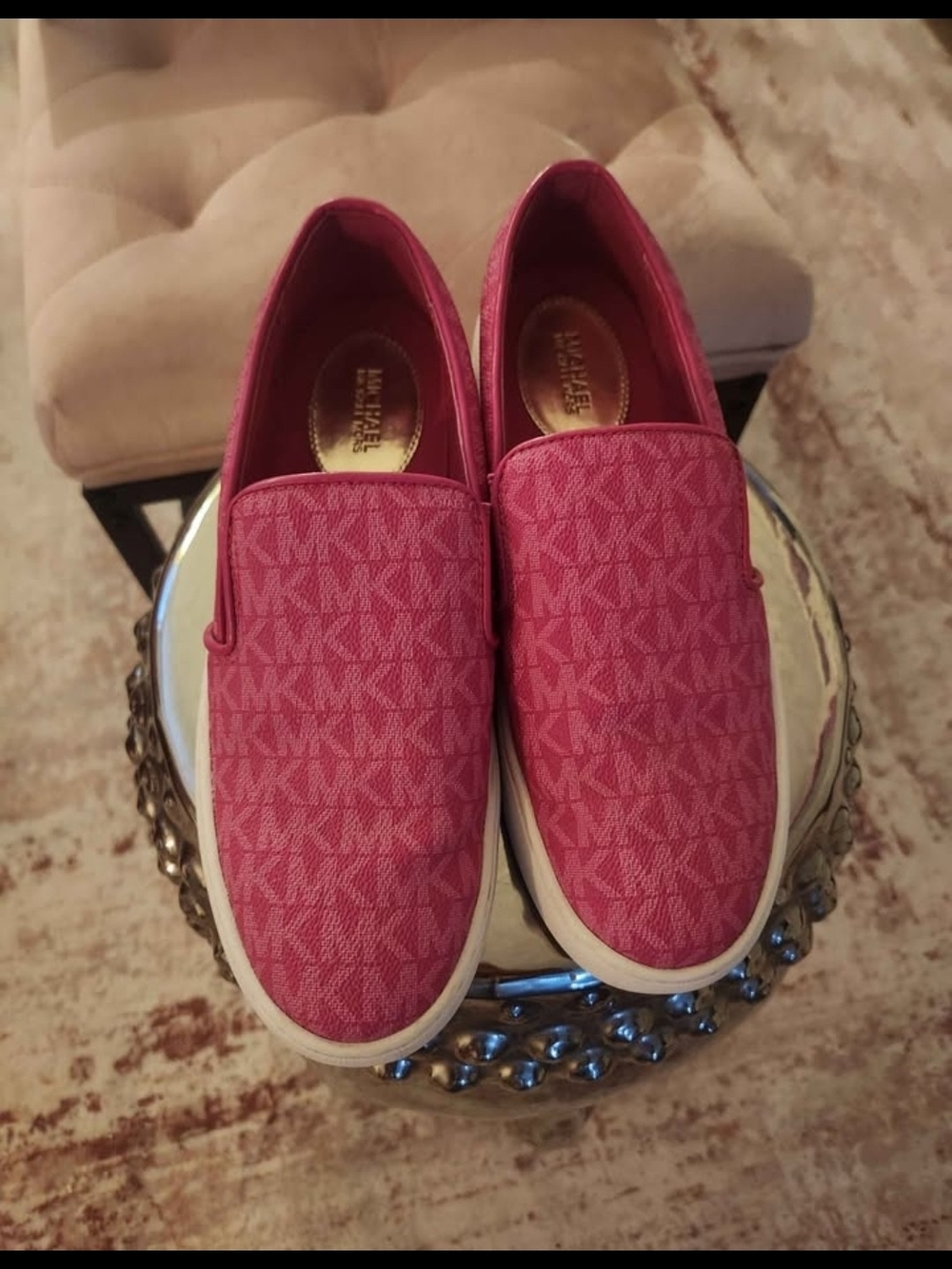 Michael Kors Hot Pink MK Monogram Slip-On Sneakers